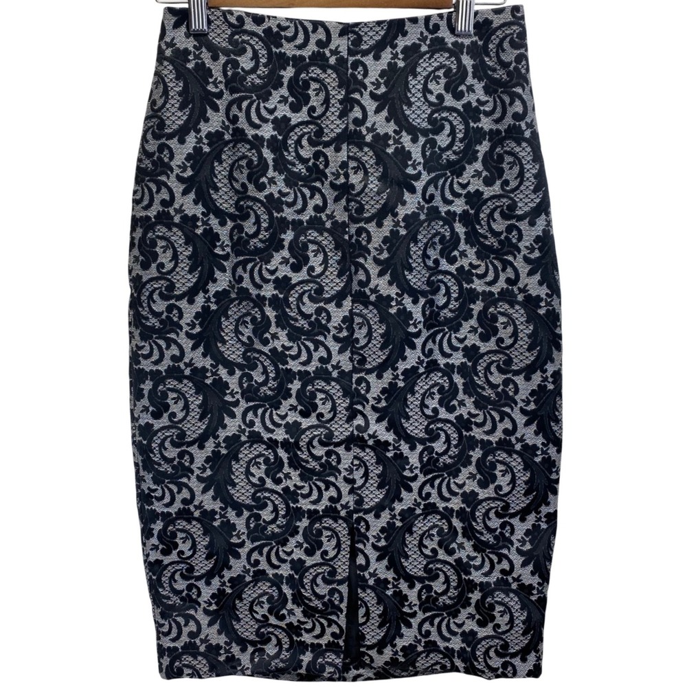Worthington Women's Black Gray Jacquard Pencil Skirt‎ Size 4 Lined